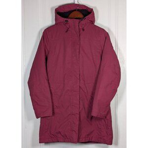 LL Bean Jacket Women's XS Pink Black Sherpa Fleece Lined Coat Parka Hooded Zip